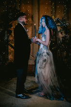 Load image into Gallery viewer, Black Spiderweb Veil, Halloween Wedding
