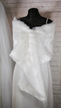 Load image into Gallery viewer, Ivory Faux Fur Bridal Cape
