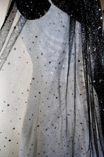 Load image into Gallery viewer, Black Celestial wedding veil sparkling stars
