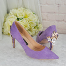 Load image into Gallery viewer, Lilac Suede 8cm Heel Wedding Shoes Size UK6/US8.5
