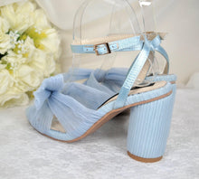 Load image into Gallery viewer, Blue Wedding Bridal Heels with Bow  UK2/US5
