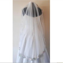 Load image into Gallery viewer, Rose Embroidered Lace Edge Bridal Veil
