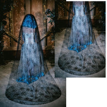 Load image into Gallery viewer, Black Spiderweb Veil, Halloween Wedding
