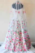 Load image into Gallery viewer, Bright Rose Embroidered Bridal Veil
