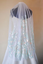 Load image into Gallery viewer, Embroidered Wedding Veil, Floral Wedding Veil, Flower Wedding Veil
