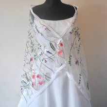 Load image into Gallery viewer, Embroidered Floral Shawl Scarf Wrap Head Covering Mantilla Veil
