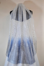 Load image into Gallery viewer, Ombre Celestial Veil fingertip wedding veil Blue and white star
