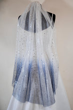 Load image into Gallery viewer, Ombre Celestial Veil fingertip wedding veil Blue and white star
