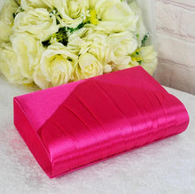 Load image into Gallery viewer, Fuchsia Hot Pink Fascinator Hat and Matching Evening Clutch Bag
