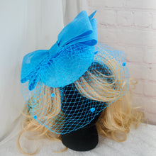 Load image into Gallery viewer, Aqua Blue Satin Heels  &amp; Matching Fascinator
