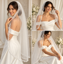 Load image into Gallery viewer, Leaf Detailed Veil | White or Ivory | 100 - 300cm
