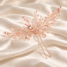 Load image into Gallery viewer, Crystal Bridal Hair Pin – Black, Green, Red, Blue, Rose Gold or Purple Wedding Hair Accessory
