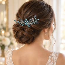 Load image into Gallery viewer, Crystal Bridal Hair Pin – Black, Green, Red, Blue, Rose Gold or Purple Wedding Hair Accessory
