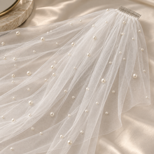 Load image into Gallery viewer, Scattered Pearl Wedding Veil | White, Ivory, Champagne or Pink
