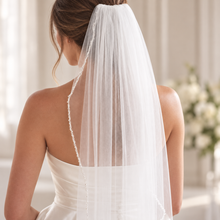 Load image into Gallery viewer, Luxury Pearl &amp; Crystal Beaded Edge Bridal Veil – White or Ivory, 100–300 cm
