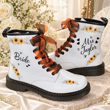 Load image into Gallery viewer, Personalised Bridal Combat Boots | Custom Wedding Boots
