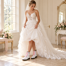 Load image into Gallery viewer, Personalised Bridal Combat Boots | Custom Wedding Boots
