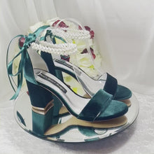 Load and play video in Gallery viewer, Velvet Bridal Sandals with Pearls - Other Colours
