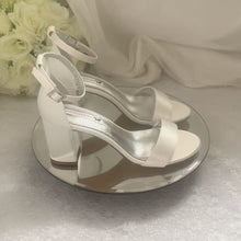 Load and play video in Gallery viewer, Ivory Wedding Sandals Block Heels Bridal Shoes UK4/US6.5
