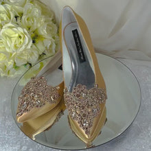 Load and play video in Gallery viewer, Satin Pointy Toe Flats with Sparkly RHINESTONES APPLIQUÉ
