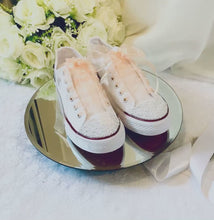 Load and play video in Gallery viewer, Personalised Bridal Flat Shoes, Custom Canvas Sneakers, Trainers, Converse Style Wedding Shoes, Any Theme
