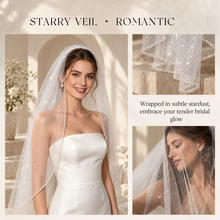 Load image into Gallery viewer, Luxury Glitter Pearl &amp; Crystal Edge Bridal Veil – White or Ivory, 100–300 cm
