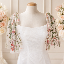 Load image into Gallery viewer, Detachable Bridal Sleeves | Embroidered Wild Flower Removable Wedding Sleeves
