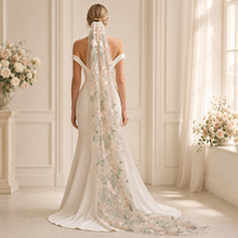 Load image into Gallery viewer, Wild Rose Embroidered Bridal Veil | Soft Wedding Veil with Comb
