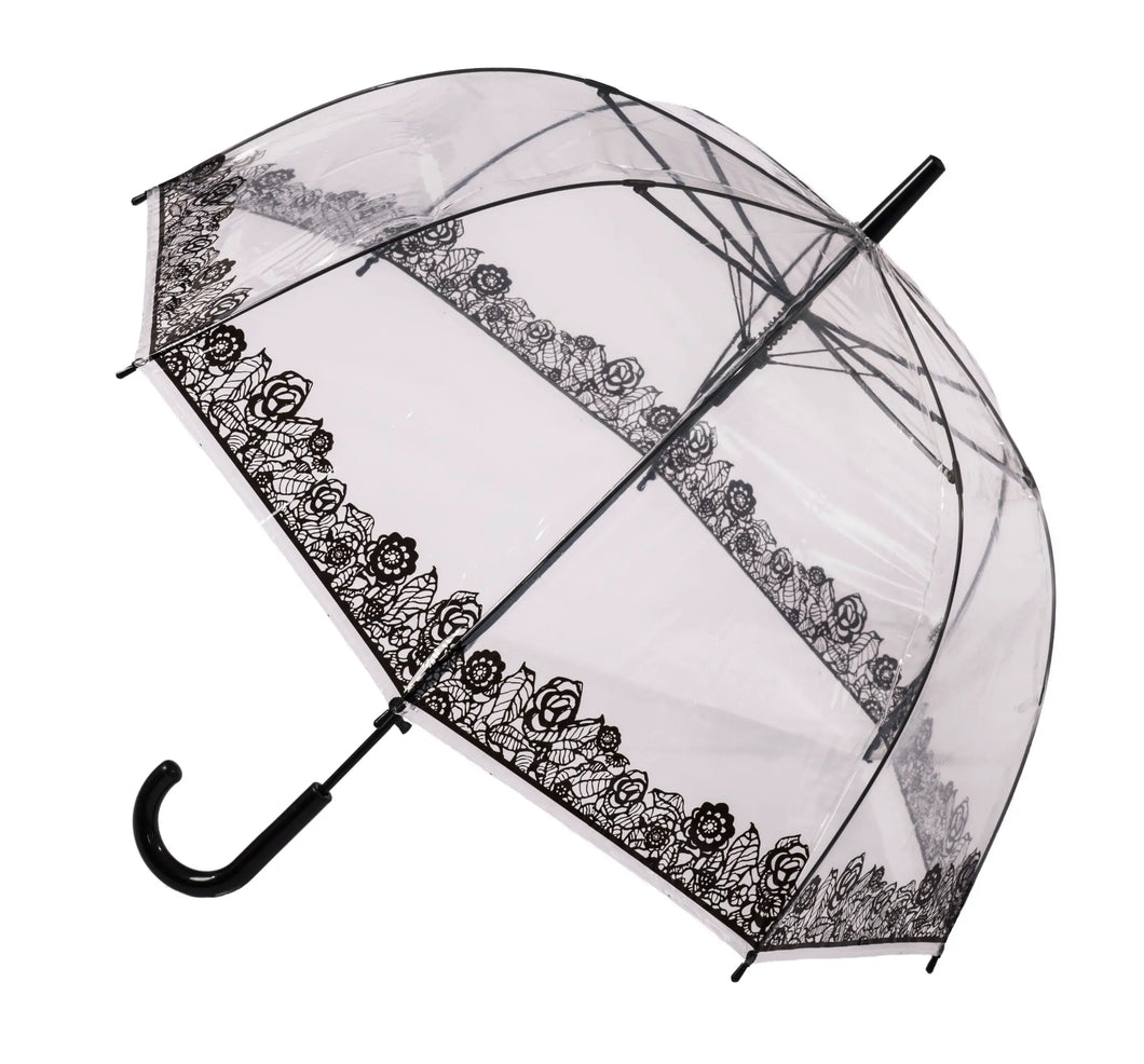 Clear with Lace Print Stick Umbrella