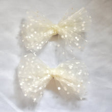 Load image into Gallery viewer, Organza Polka Shoe Bow Clips
