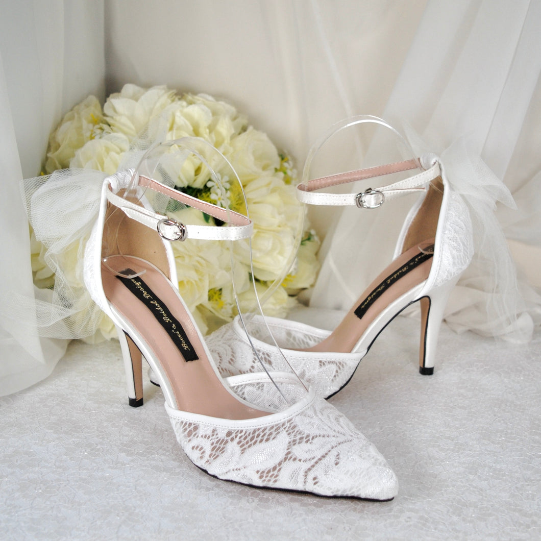Lace Bridal Shoes | Tulle Bridal Bow