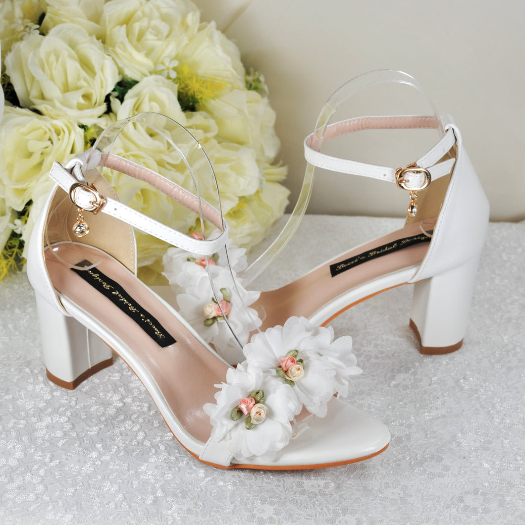 Floral Block Heel Bridal Shoes | 2cm, 4.5cm or 7cm Heel