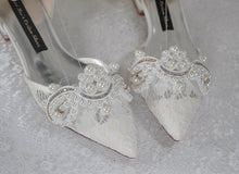Load image into Gallery viewer, Crochet Lace Flats - Small Pearl Appliqué
