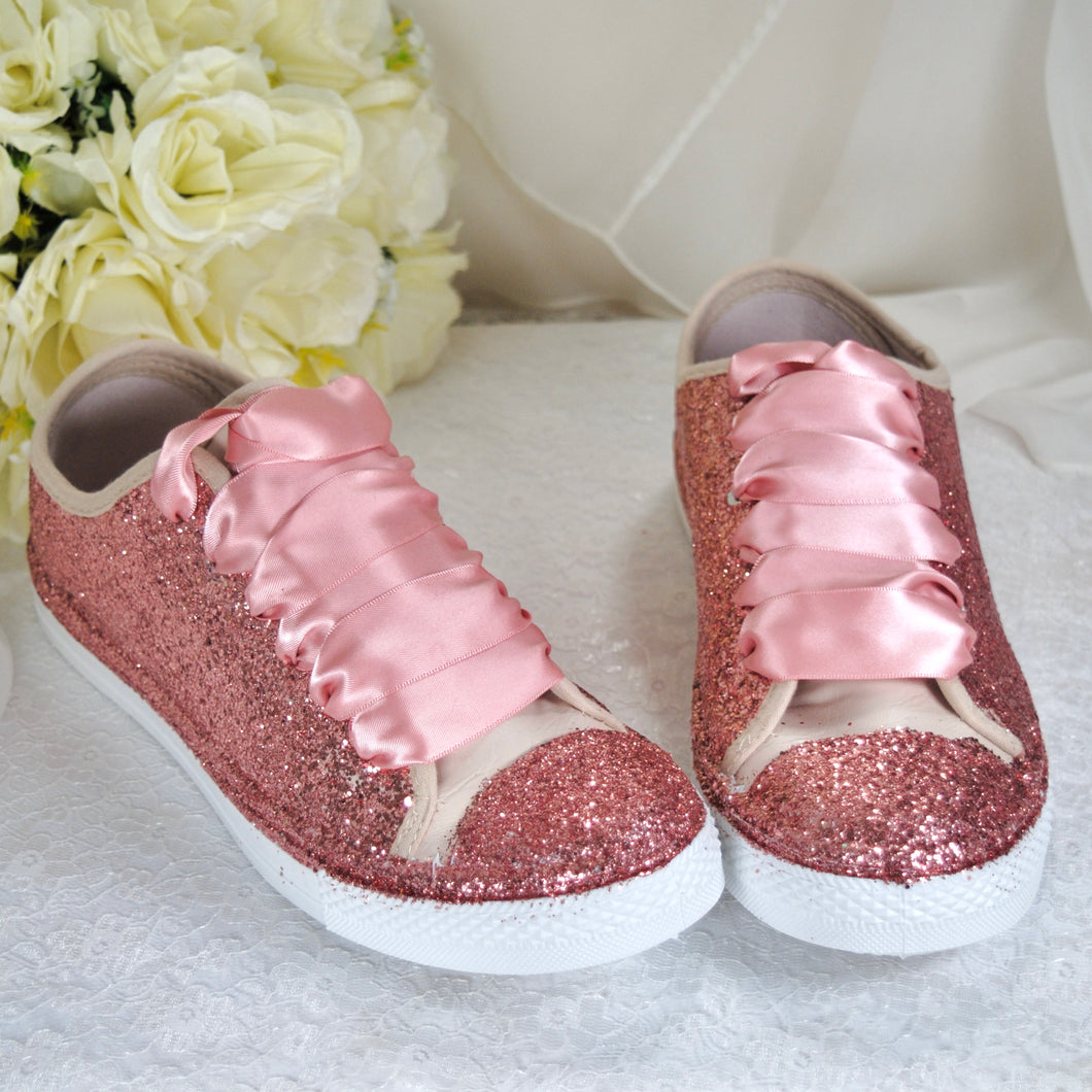 Rose Gold Glitter Trainers / Sneakers
