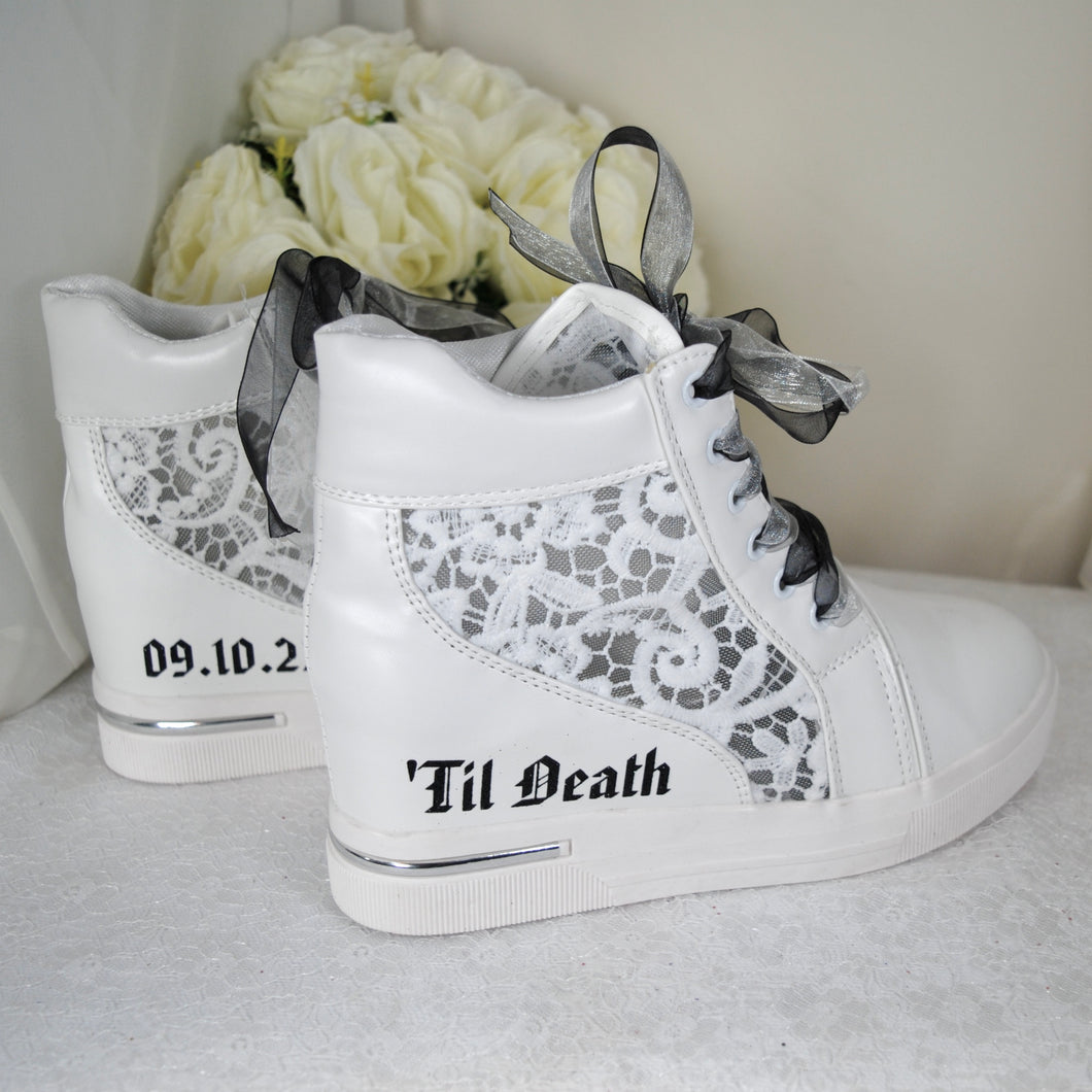'Till Death, Gothic, Alternative Bride Wedge Trainer