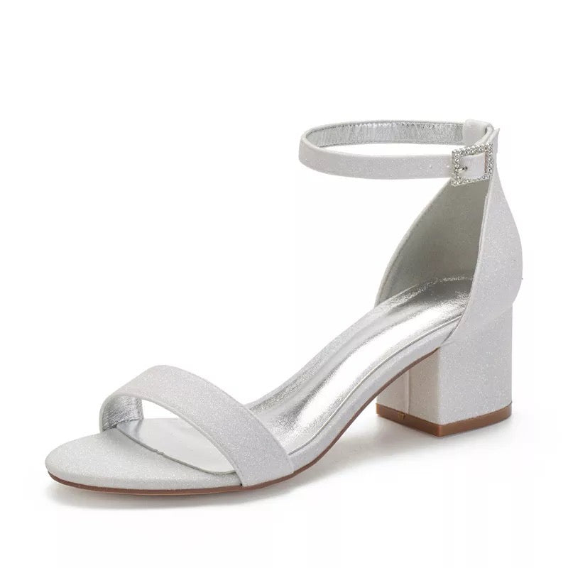 Glitter Bridal Shoes | Block Heel Wedding Shoes