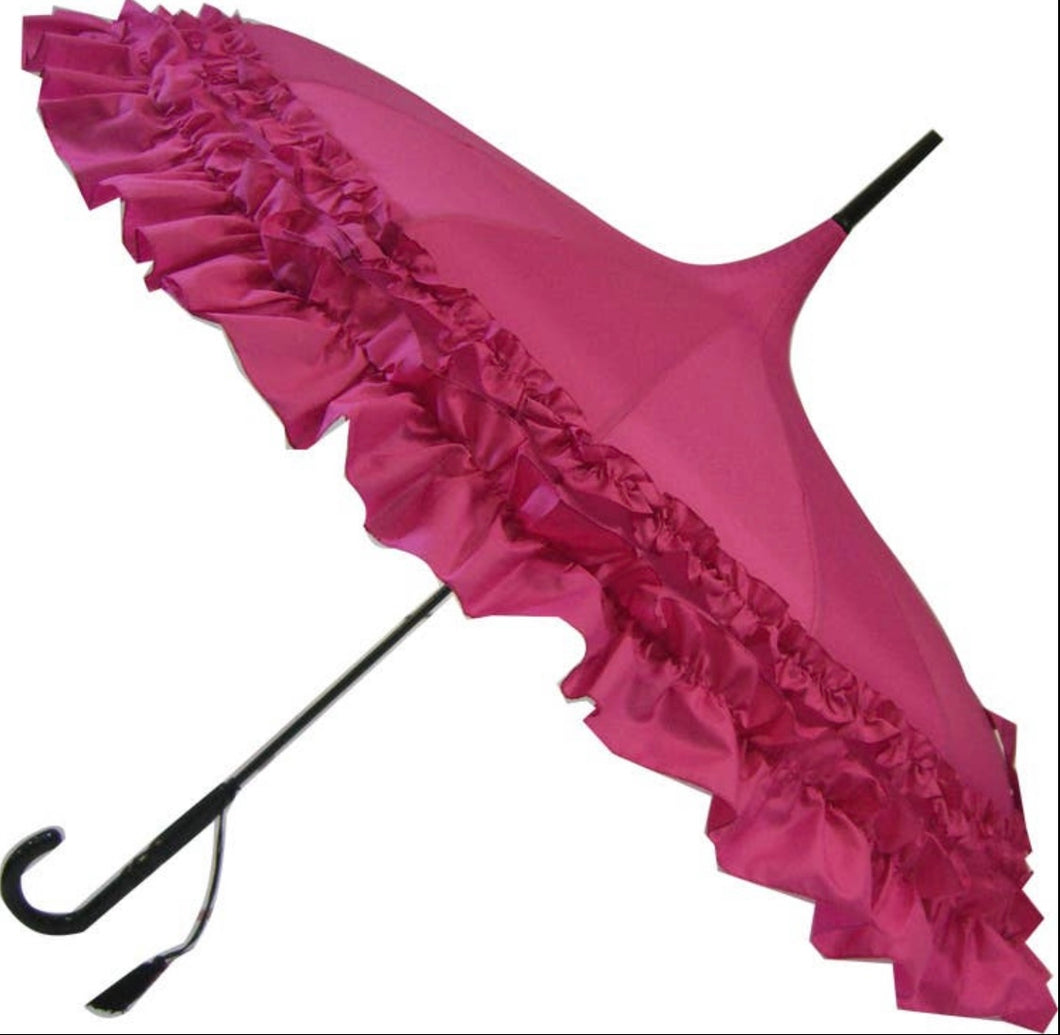Frilled Edge Pagoda Umbrella (Pink)