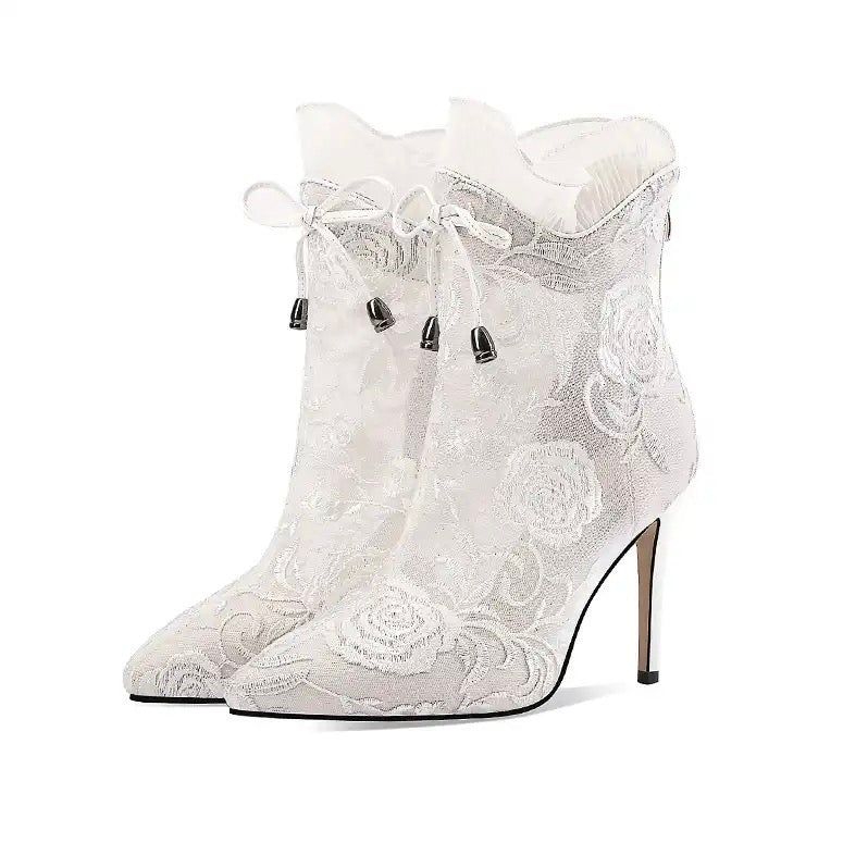 Rose Bridal Boots (White or Black)