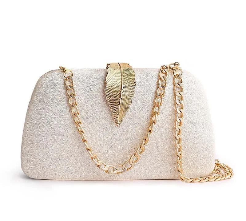 Evening Clutch Bag with Leaf Clasp Detail  | Various Colours