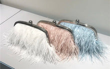 Load image into Gallery viewer, Feather Trim Clutch Bag  | Various Colours
