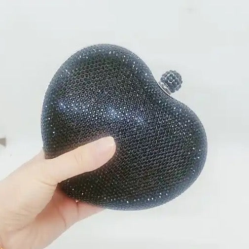 Crystal Heart Bag (Black)