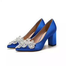 Load image into Gallery viewer, Diamanté Block Heel Bridal Shoes | 3 inch Heels
