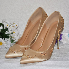 Load image into Gallery viewer, Gold Bridal Shoes, Filigree Wedding Shoes
