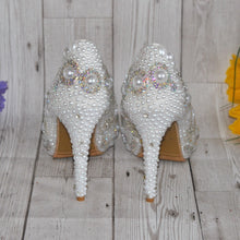 Load image into Gallery viewer, Pearl &amp; Crystal Shoes | 8cm, 10cm, 12cm or 14cm Heel
