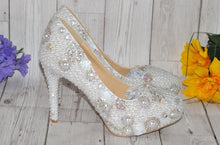 Load image into Gallery viewer, Pearl &amp; Crystal Shoes | 8cm, 10cm, 12cm or 14cm Heel
