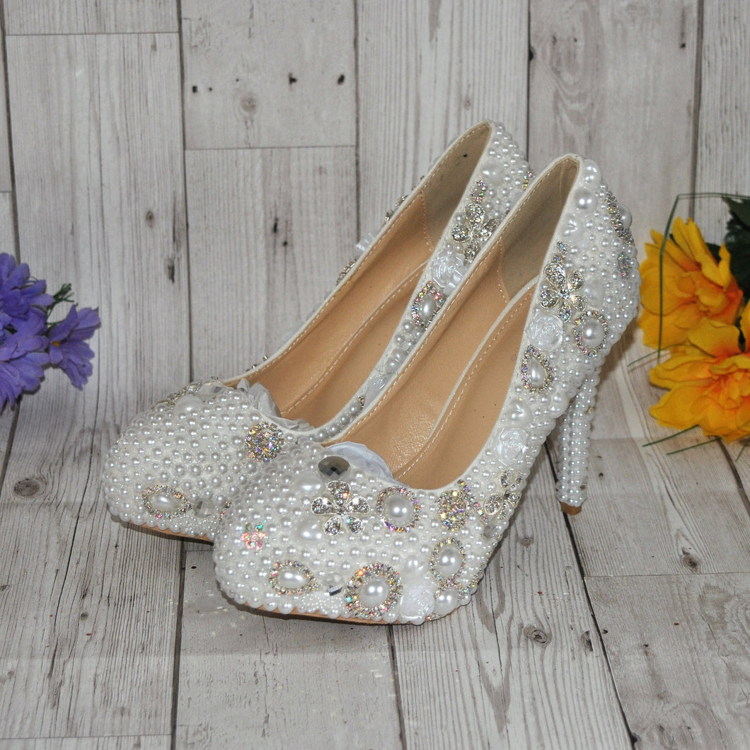 Pearl & Crystal Shoes | 8cm, 10cm, 12cm or 14cm Heel