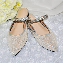Load image into Gallery viewer, Sparkling Flat Bridal Shoes | Ivory Crystal Wedding Shoes
