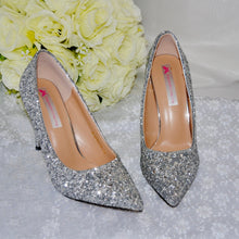 Load image into Gallery viewer, Princess Silver Sparkling Glitter Wedding Shoes
