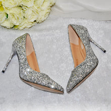 Load image into Gallery viewer, Princess Silver Sparkling Glitter Wedding Shoes
