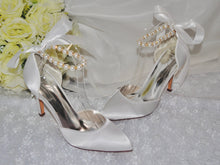 Load image into Gallery viewer, Sandals with Ankle Strap, Pearl or Ribbon Tie
